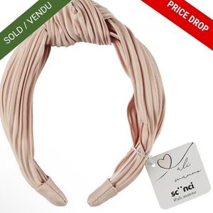 Blush Pink NWT Pleated Knotted Fabric Headband No-Slip Fit Scunci x Ali Manno